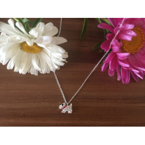 Kristály ezüst kislány nyaklánc, kutya medállal