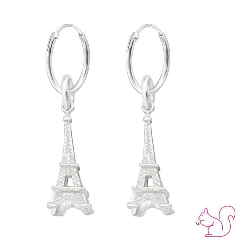 Párizs Eiffel torony 3D ezüst karika kislány fülbevaló