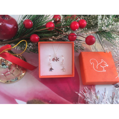 Kristály egyszarvú nyaklánc, karika fülbevaló kislány ékszer szett