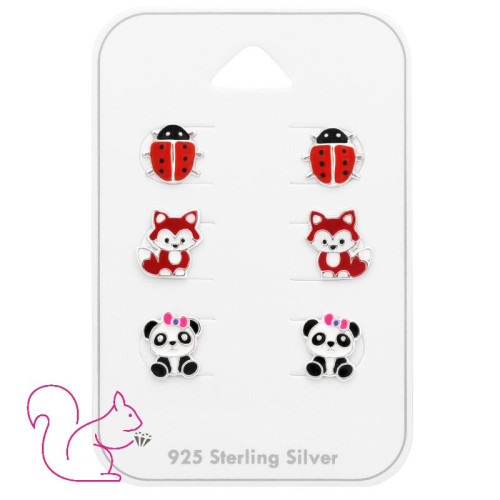 Katica, panda, róka fülbevaló kislány ékszer szett - 3 pár Katica, panda, róka fülbevaló kislány ékszer szett - 3 pár