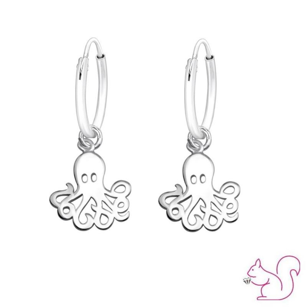 Polip / octopus ezüst karika kislány fülbevaló