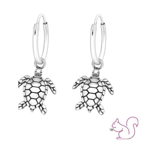 3D teknősbéka ezüst karika kislány fülbevaló 3D teknősbéka ezüst karika kislány fülbevaló
