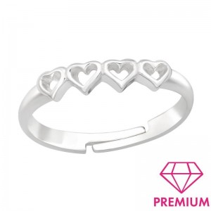 Szívek prémium állítható 925 ezüst gyerek gyűrű