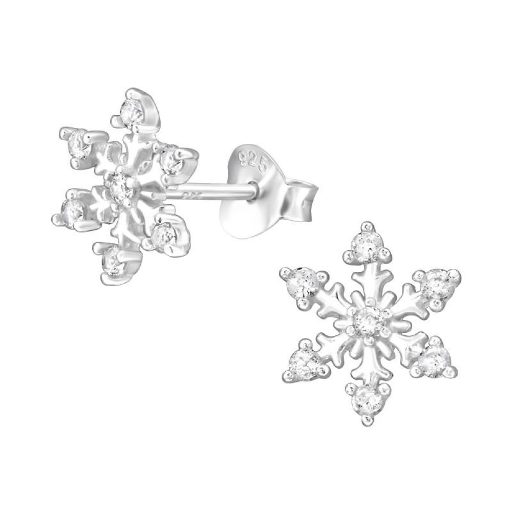 Hópehely gyerek fülbevaló, ezüst - 10 x 10 mm - fehér Hópehely gyerek fülbevaló, ezüst - 10 x 10 mm - fehér