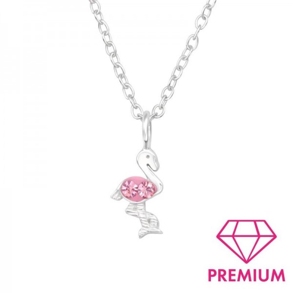Flamingó prémium ezüst ékszer szett - nyaklánc + fülbevaló