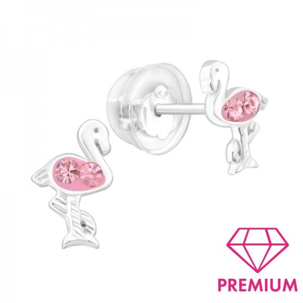 Flamingó prémium ezüst ékszer szett - nyaklánc + fülbevaló