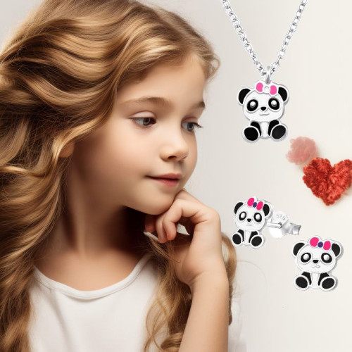 Panda kislány gyerek ékszer szett, stift Panda kislány gyerek ékszer szett, stift