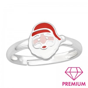 Mikulás fejes, télapó karácsonyi prémium állítható 925 ezüst gyerek gyűrű
