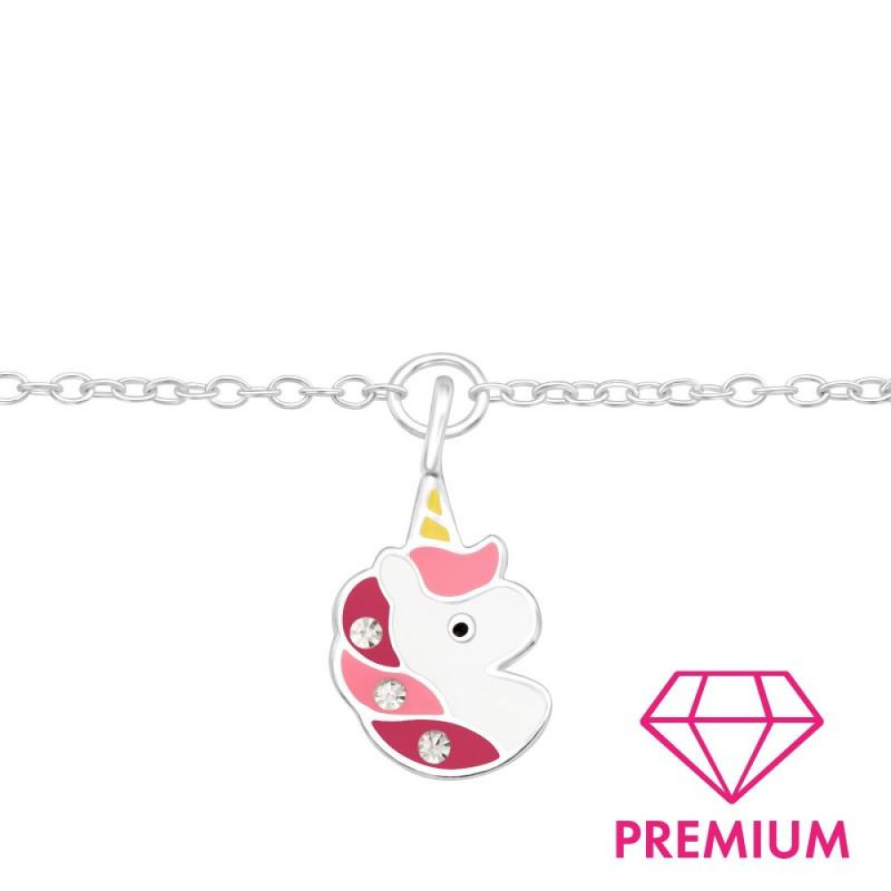 Egyszarvú fejes pink prémium gyerek ezüst karkötő - 18 cm Egyszarvú fejes pink prémium gyerek ezüst karkötő - 18 cm