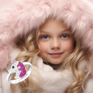 Egyszarvú kristály 925 ezüst gyerek gyűrű, állítható