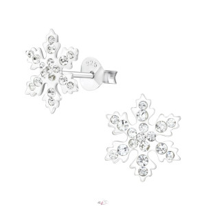 Hópehely gyerek fülbevaló, kék köves