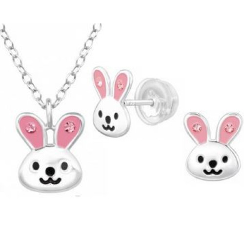 Nyuszis Prémium Gyerek Ezüst ÉkszerSzett - Nyaklánc + Stift Fülbevaló Nyuszis Prémium Gyerek Ezüst ÉkszerSzett - Nyaklánc + Stift Fülbevaló