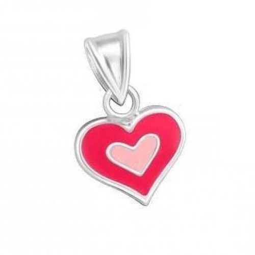 Piros - rózsaszín szíves ezüst kislány medál Piros - rózsaszín szíves ezüst kislány medál