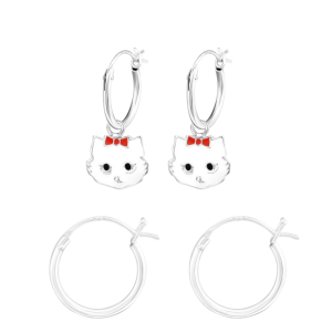 Cicás patentos karika gyerek fülbevaló, fehér