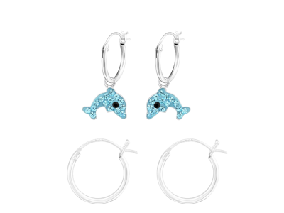 Delfines fülbevaló, 1 pár, patentos karika, pink Delfines fülbevaló, 1 pár, patentos karika, pink