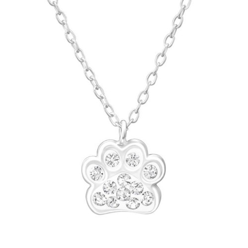 Kutya tappancs medál, ezüst kislány nyaklánc, fehér