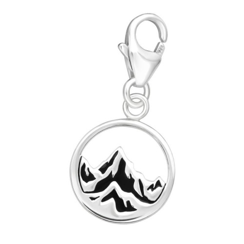 Hegység kerek kapcsols amulett, 925 ezüst