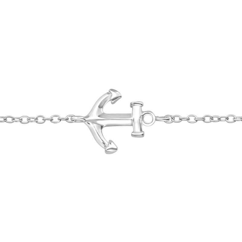 Horgony ezüst Karkötő - 18 cm