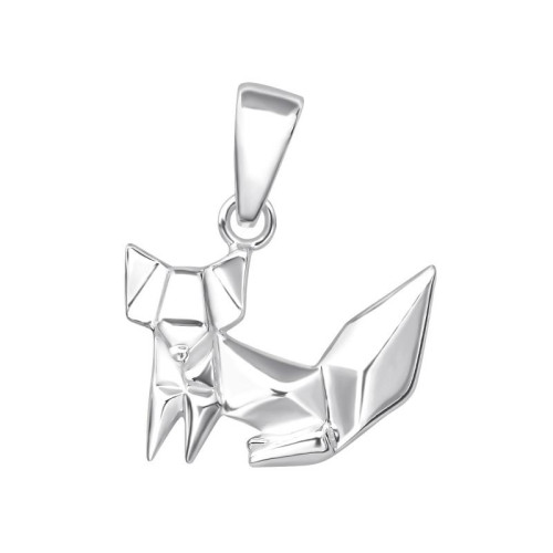 Origami Róka gyerek medál, 925 ezüst