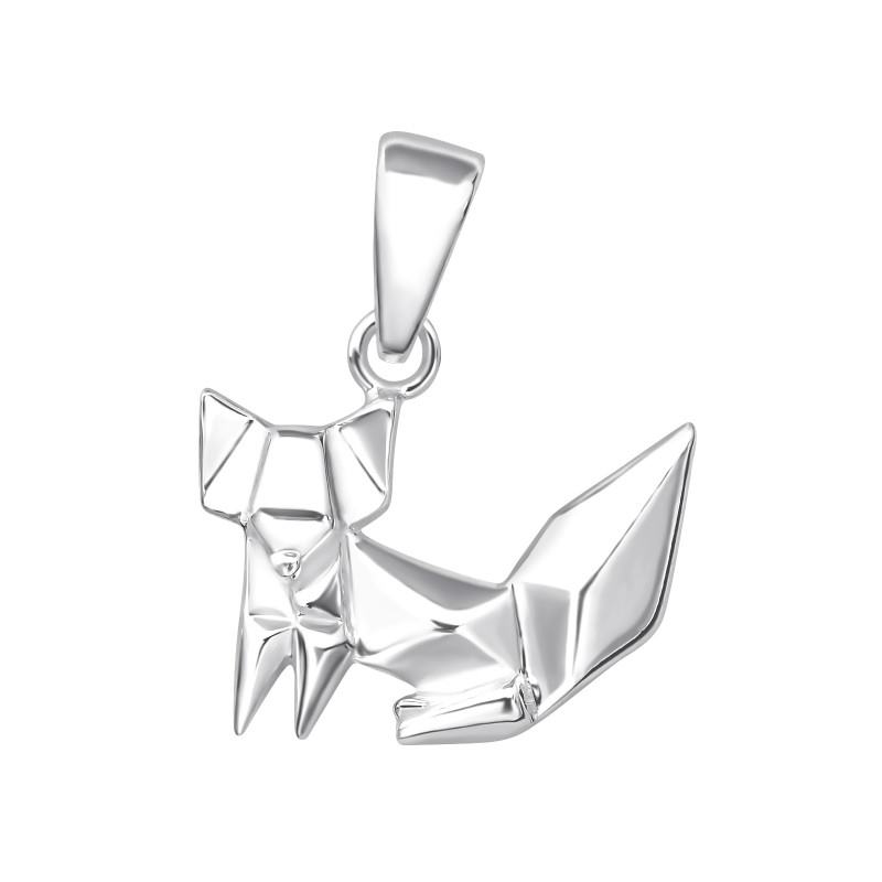 Origami Róka gyerek medál, 925 ezüst