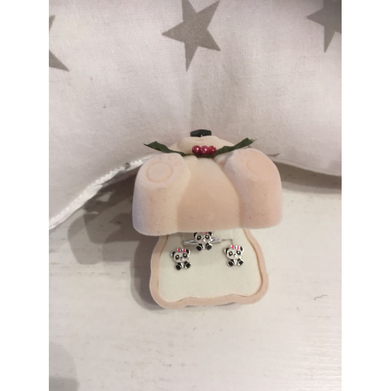 Mikulás Macis bársony ékszertartó doboz, krém