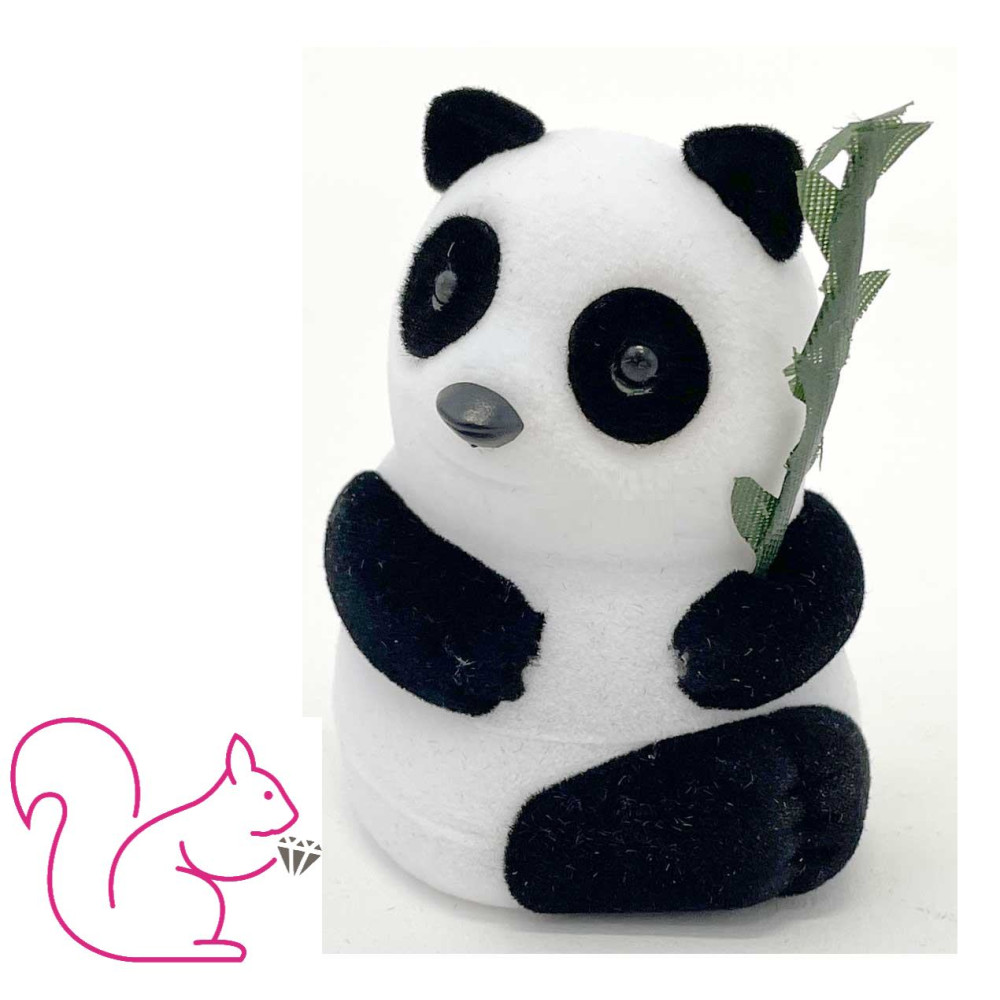 Pandamaci bársony ékszertartó doboz, bambuszággal, kicsi
