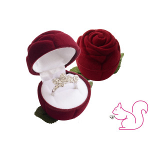 Bársony rózsa ékszertartó doboz, bordó