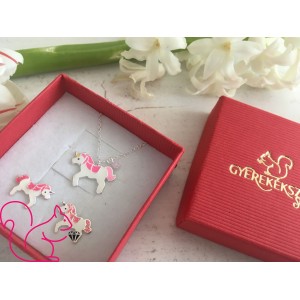 Pink unikornis gyermek ékszer szett, csillámos Pink unikornis gyermek ékszer szett, csillámos
