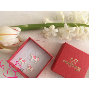 Pink unikornis gyermek kislány ékszer szett, csillámos