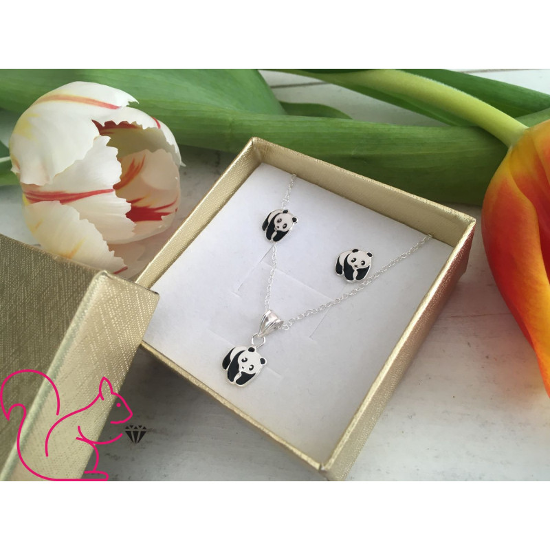 Pandamacis gyerek ékszer szett | nyaklánc és fülbevaló