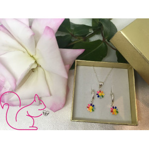 Szivárvány virág kislány ékszer szett, karika