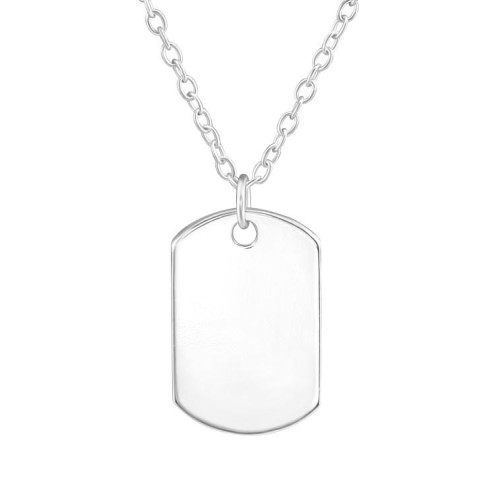 Gravírozott ezüst dögcédula lány nyaklánc (Kezdőbetű) - 9 mm x 14 mm