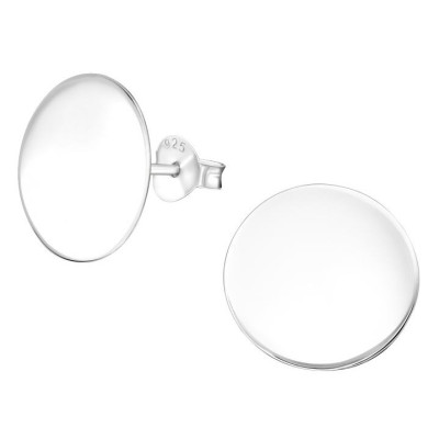 Kör medálos Gravírozott ezüst stift lány fülbevaló (Kezdőbetű) - 12 mm