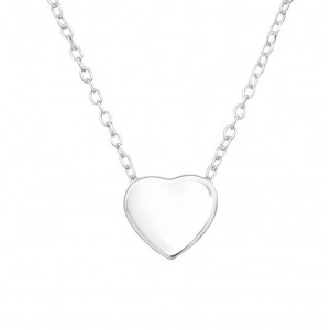 Szív medálos Gravírozott, ráfűzött ezüst nyaklánc (Kezdőbetű) - 9 x 8 mm