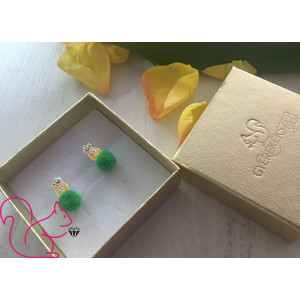 Pomponos ananász gyerek fülbevaló