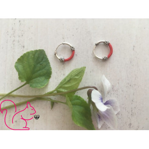 Piros karika ezüst kislány fülbevaló