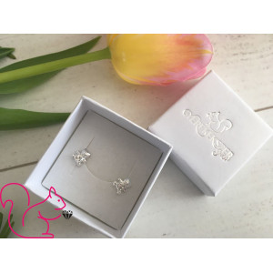 Fehér macis gyerek fülbevaló, Kristály