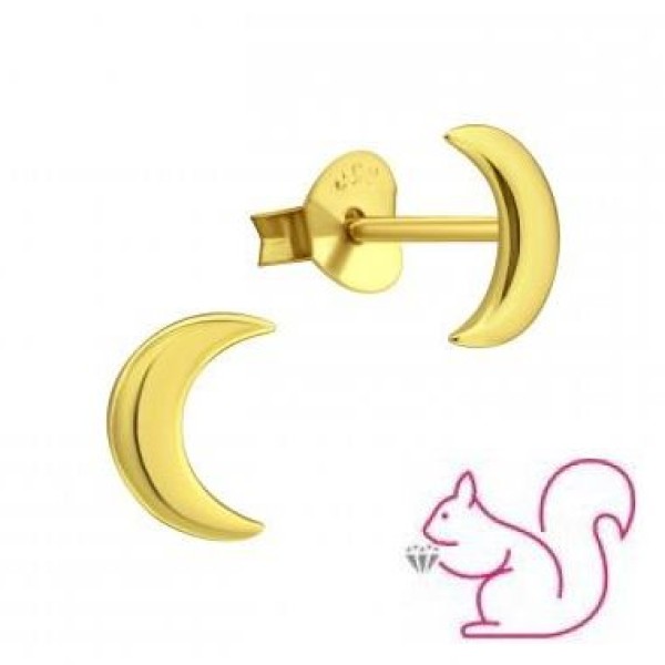 Hold ezüst fülbevaló, 1 pár, aranyozott Hold ezüst fülbevaló, 1 pár, aranyozott