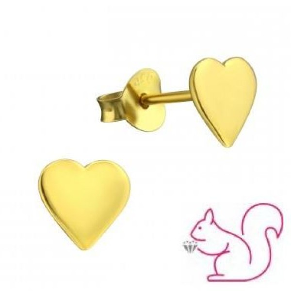 Ezüst szív fülbevaló, 1 pár, 24k aranyozott Ezüst szív fülbevaló, 1 pár, 24k aranyozott