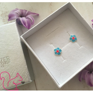 Kék virágos ezüst lány fülbevaló