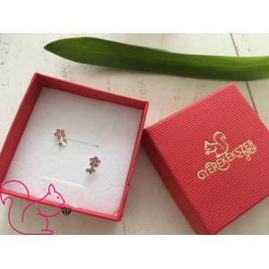 Virág szárral ezüst lány fülbevaló