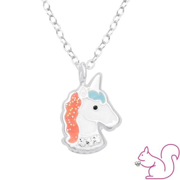 Csillámos egyszarvú fejes ezüst nyaklánc Csillámos egyszarvú fejes ezüst nyaklánc