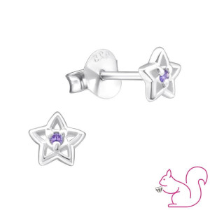 Csillag stift kislány fülbevaló, színes köves