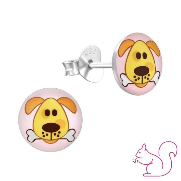 Kutya ezüst fülbevaló, 1 pár, kerek Kutya ezüst fülbevaló, 1 pár, kerek