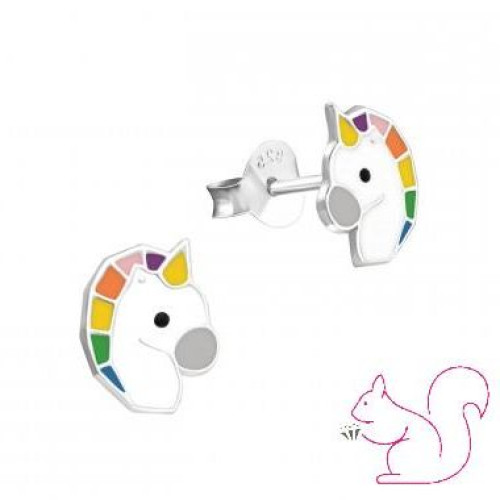 Szivárvány egyszarvú fej lány fülbevaló