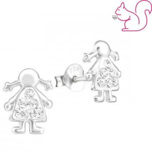 Lány fülbevaló, ezüst, Kristály