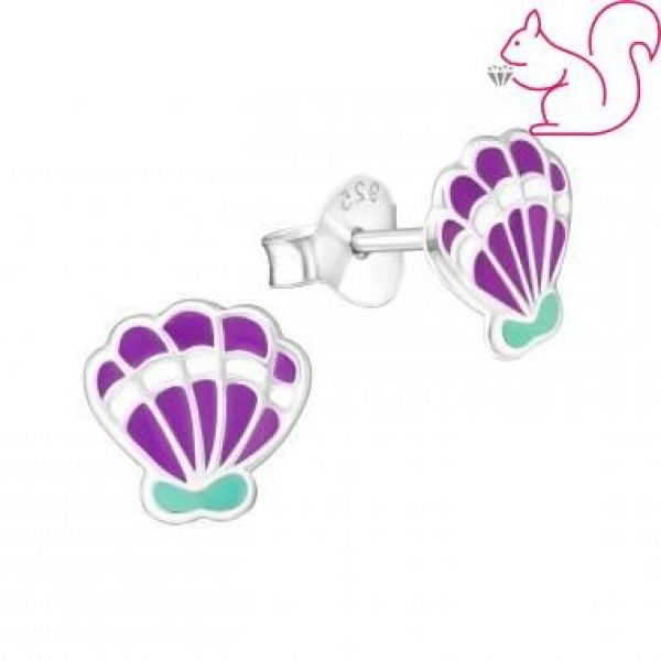 Kagyló gyerek fülbevaló, 1 pár lila