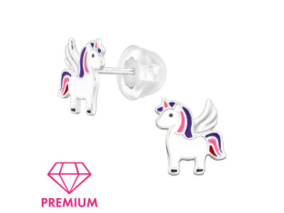 Lila Pink Unikornis gyerek prémium stift fülbevaló 925 ezüst Lila Pink Unikornis gyerek prémium stift fülbevaló 925 ezüst