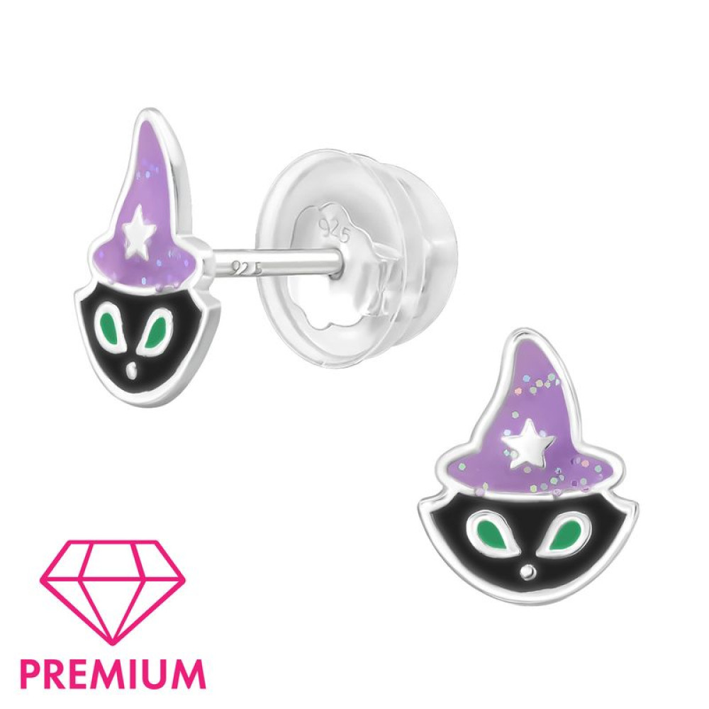 Halloweeni Macska gyerek prémium stift fülbevaló 925 ezüst