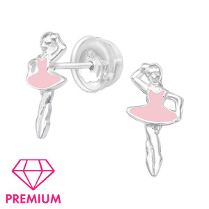 Kislány fülbevaló, Balerina gyerek prémium stift fülbevaló 925 ezüst